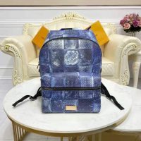 Louis Vuitton LV Unisex Discovery Backpack Ocean Blue Damier Salt Canvas Cowhide Leather