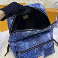 Louis Vuitton LV Unisex Discovery Backpack Ocean Blue Damier Salt Canvas Cowhide Leather