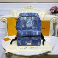 Louis Vuitton LV Unisex Discovery Backpack Ocean Blue Damier Salt Canvas Cowhide Leather