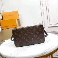 Louis Vuitton LV Unisex Double Zip Pochette Monogram Giant Reverse Monogram Coated Canvas