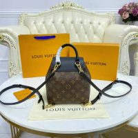 Louis Vuitton LV Unisex Montsouris BB Backpack Black Monogram Coated Canvas Cowhide Leather