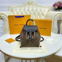 Louis Vuitton LV Unisex Montsouris BB Backpack Black Monogram Coated Canvas Cowhide Leather