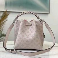 Louis Vuitton LV Unisex Muria Bucket Bag Snow White Mahina Perforated Calf Leather