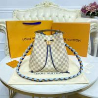 Louis Vuitton LV Unisex Néonoé MM Bucket Bag Blue Damier Azur Coated Canvas