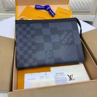 Louis Vuitton LV Unisex Pochette Voyage Gray Damier Graphite 3D Coated Canvas