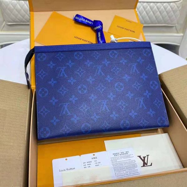 Louis Vuitton LV Unisex Pochette Voyage MM Taiga Cowhide Leather Monogram Eclipse Coated Canvas (10)