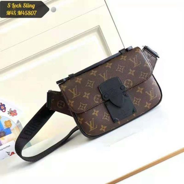 Louis Vuitton LV Unisex S Lock Sling Bag Brown Monogram Macassar Coated Canvas Epi Leather (2)