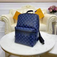 Louis Vuitton LV Unisex Sprinter Backpack Navy Blue Monogram Shadow Cowhide Leather