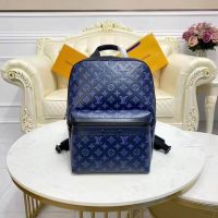 Louis Vuitton LV Unisex Sprinter Backpack Navy Blue Monogram Shadow Cowhide Leather