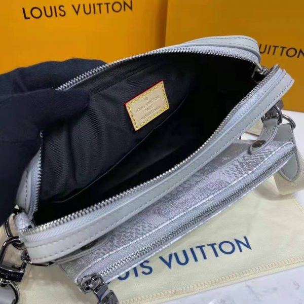 Louis Vuitton LV Unisex Trio Messenger Stone Gray Damier Salt Canvas Cowhide Leather (26)