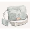 Louis Vuitton LV Unisex Trio Messenger Stone Gray Damier Salt Canvas Cowhide Leather