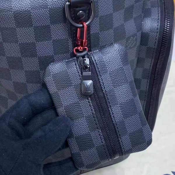 Louis Vuitton LV Unisex Utility Backpack Damier Graphite Coated Canvas Cowhide Leather (11)