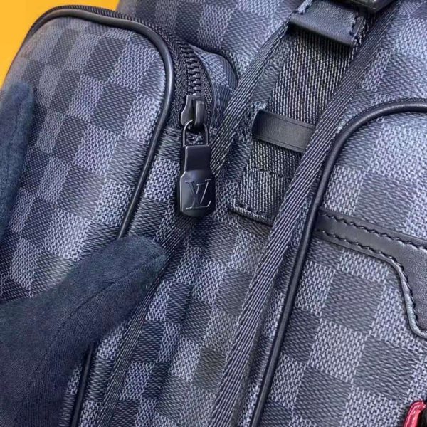 Louis Vuitton LV Unisex Utility Backpack Damier Graphite Coated Canvas Cowhide Leather (12)