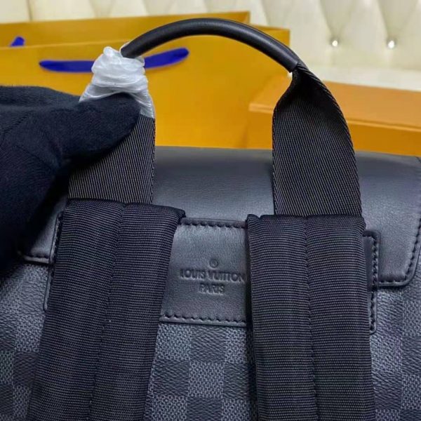 Louis Vuitton LV Unisex Utility Backpack Damier Graphite Coated Canvas Cowhide Leather (13)