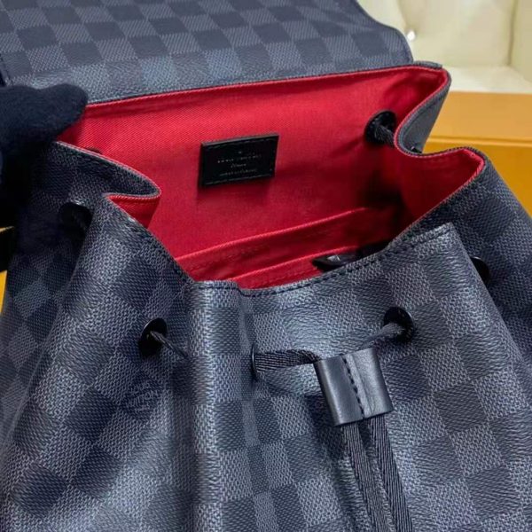 Louis Vuitton LV Unisex Utility Backpack Damier Graphite Coated Canvas Cowhide Leather (3)