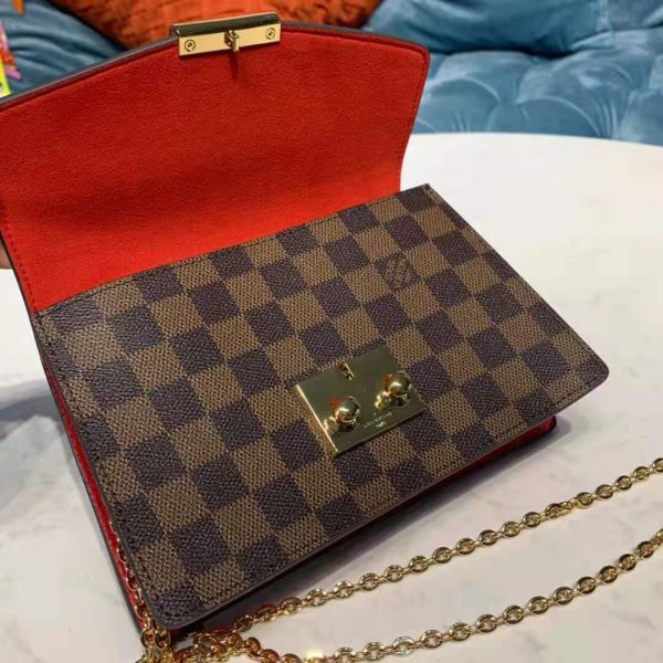 Louis Vuitton LV Women Croisette Chain Wallet Scarlet Red Damier Ebene Coated Canvas (2)