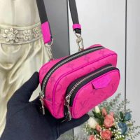 Louis Vuitton LV Women Outdoor Pouch Taigarama Pink Rose Coated Canvas Cowhide Leather