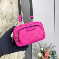 Louis Vuitton LV Women Outdoor Pouch Taigarama Pink Rose Coated Canvas Cowhide Leather