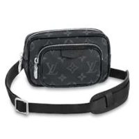 Louis Vuitton LV Women Outdoor Pouch Taigarama Noir Black Coated Canvas Cowhide Leather (2)