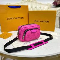 Louis Vuitton LV Women Outdoor Pouch Taigarama Pink Rose Coated Canvas Cowhide Leather