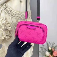 Louis Vuitton LV Women Outdoor Pouch Taigarama Pink Rose Coated Canvas Cowhide Leather