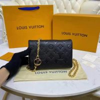 Louis Vuitton LV Women Pochette Coussin Black Monogram Embossed Lambskin