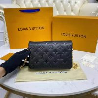 Louis Vuitton LV Women Pochette Coussin Black Monogram Embossed Lambskin