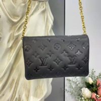 Louis Vuitton LV Women Pochette Coussin Black Monogram Embossed Lambskin