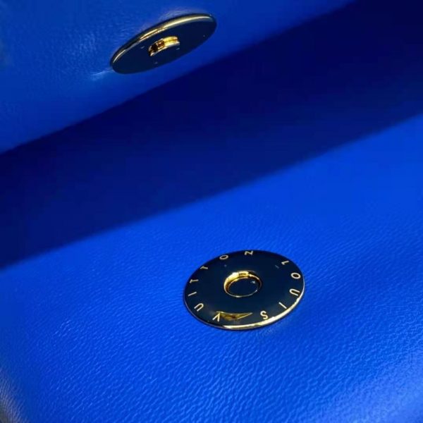 Louis Vuitton LV Women Pochette Coussin Blue Monogram Embossed Lambskin (12)