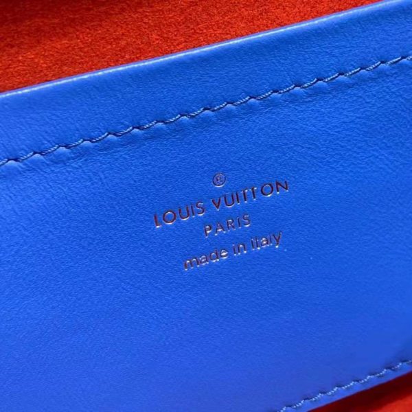 Louis Vuitton LV Women Pochette Coussin Blue Monogram Embossed Lambskin (14)