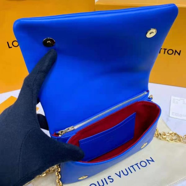 Louis Vuitton LV Women Pochette Coussin Blue Monogram Embossed Lambskin (15)