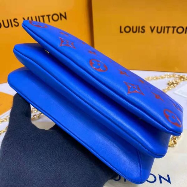 Louis Vuitton LV Women Pochette Coussin Blue Monogram Embossed Lambskin (3)