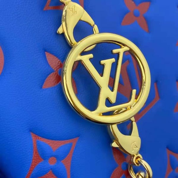 Louis Vuitton LV Women Pochette Coussin Blue Monogram Embossed Lambskin (6)