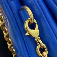 Louis Vuitton LV Women Pochette Coussin Blue Monogram Embossed Lambskin