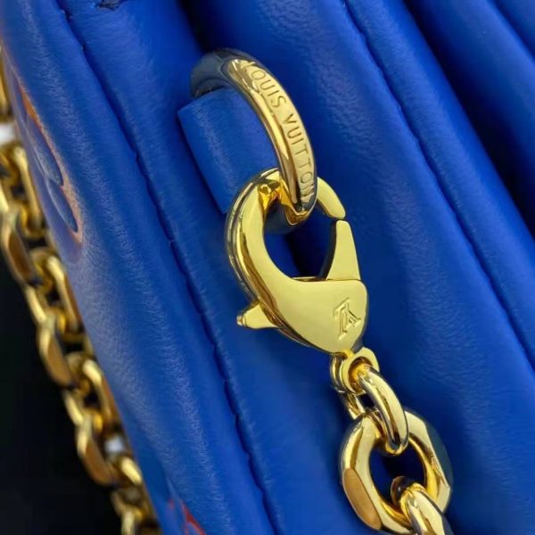 Louis Vuitton LV Women Pochette Coussin Blue Monogram Embossed Lambskin (7)