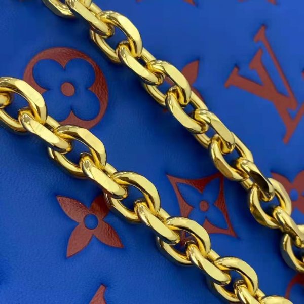 Louis Vuitton LV Women Pochette Coussin Blue Monogram Embossed Lambskin (8)