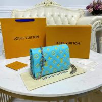 Louis Vuitton LV Women Pochette Coussin Green Monogram Embossed Lambskin