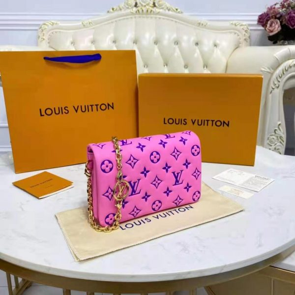 Louis Vuitton LV Women Pochette Coussin Pink Monogram Embossed Lambskin (11)