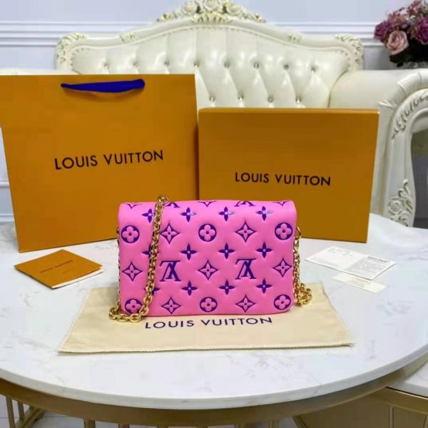 Louis Vuitton LV Women Pochette Coussin Pink Monogram Embossed Lambskin (12)