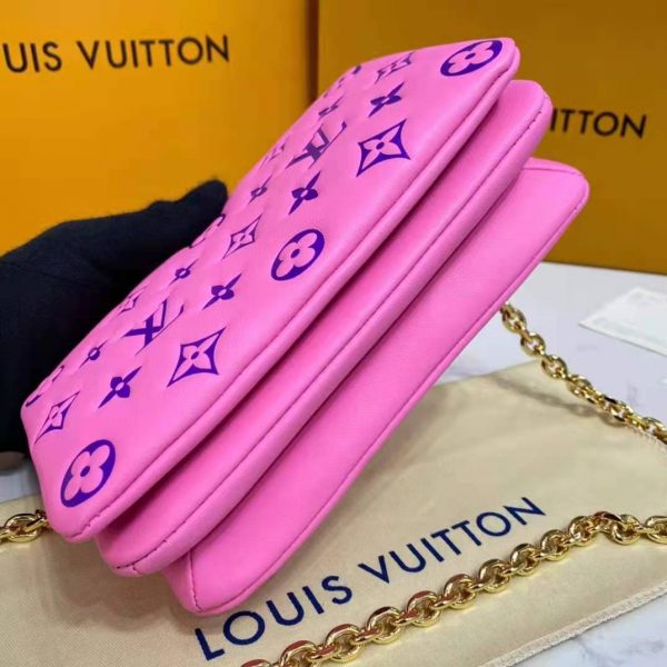 Louis Vuitton LV Women Pochette Coussin Pink Monogram Embossed Lambskin (13)