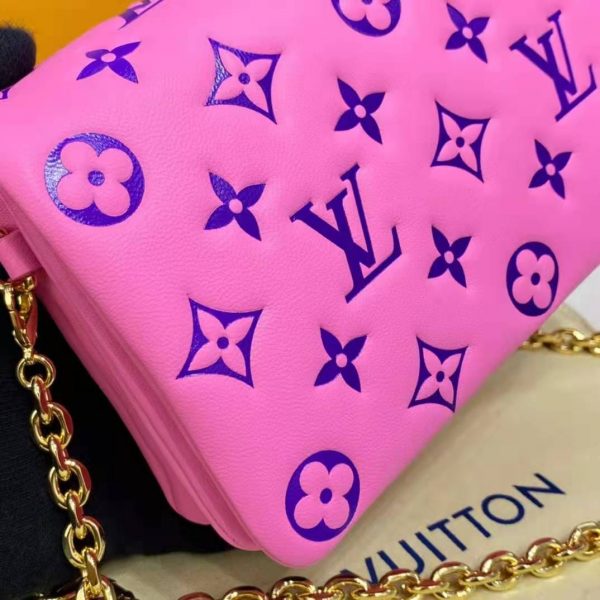 Louis Vuitton LV Women Pochette Coussin Pink Monogram Embossed Lambskin (15)