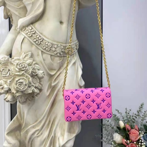 Louis Vuitton LV Women Pochette Coussin Pink Monogram Embossed Lambskin (4)