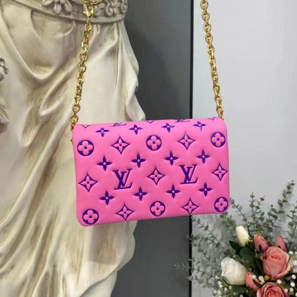 Louis Vuitton LV Women Pochette Coussin Pink Monogram Embossed Lambskin (5)