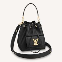 Louis Vuitton Unisex Lockme Bucket Bag Black Grained Calf Leather (14)