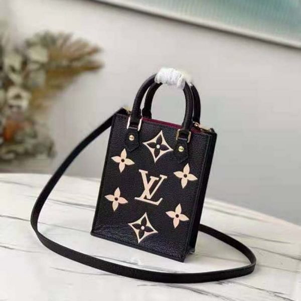 Louis Vuitton Unisex Petit Sac Plat Black Beige Monogram Empreinte Embossed Supple Grained Cowhide (6)