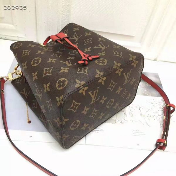 Louis Vuitton Women NéoNoé Bucket Bag Coquelicot Red Monogram Coated Canvas (9)