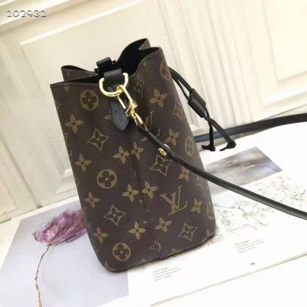 Louis Vuitton Women NéoNoé MM Bucket Bag Black Monogram Coated Canvas (8)