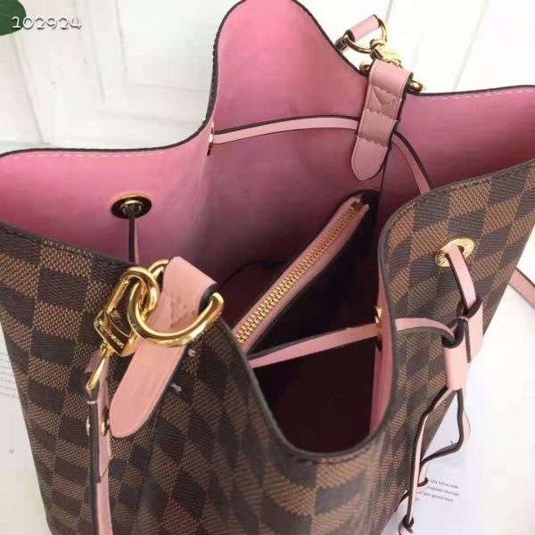 Louis Vuitton Women NéoNoé MM Bucket Bag Venus Pink Damier Ebène Coated Canvas (1)