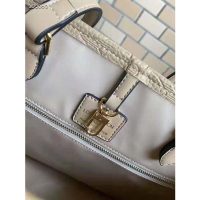 Louis Vuitton Women Onthego MM Tote Bag Tourterelle Beige Embossed Grained Cowhide