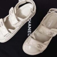 Chanel Women Open Toe Sandal in Calfskin Leather-White